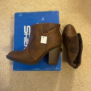 Brown leather ankle boots